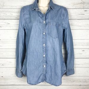 Gap Blue Chambray Button Front Shirt Top